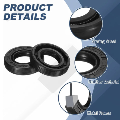 Oil Seal 16x30x7mm TC Nitrile Rubber Double Lip Seal With Hook Kit And Spring For Mechanical Auto Bearing Shaft 2 Pack Black, close-up of spring steel and metal frame