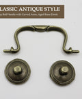 Antique Brass Cabinet Pulls Three And One Quarter Inch Center European Style Decorative Drawer Handles close-up view