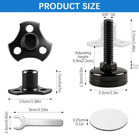 Heavy Duty Furniture Levelers 12 Pack Adjustable Leveling Feet With T Nut Kit For Tables Cabinets Sofas size and parts diagram.