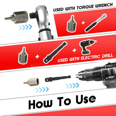 How to use 32 Piece Screw Extractor Kit With Left Hand Drill Bits And Hex Adapter, Multi Spline Easy Out Remover guide