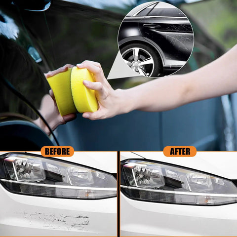 Hand using sponge from 2026 Upgraded Scratch Remover For Vehicles With Wipe And Sponge Car Scratch Repair Kit For Deep Scratches