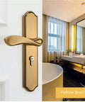 Built Solid Yellow Bronze Zinc Alloy Interior Door Lock With Heavy Duty Slide Latch European Style handle on a bathroom door.
