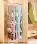 Sturdy Washable Hanging Closet Organizer with Eight Pockets for Purses and Accessories Neat in Wardrobe, Polyester Fiber PVC