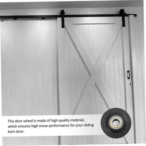 Heavy Duty Barn Door Roller Wheel Nylon Pulley for smooth sliding and easy install on a white barn door with durable hanging rail