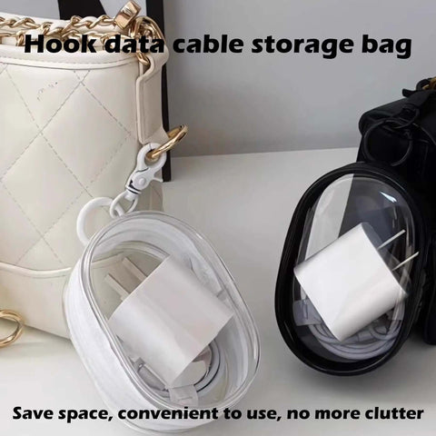 Clear Waterproof Travel Pouch For Phones And Chargers Slick Zip Closure Cable Organizer Rigid Shell, storing chargers and cords.