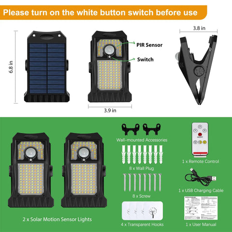 Rock Solid 118 Led Solar Lights Outdoor Clip On Motion Sensor Security Light Featuring 3 Quick Switch Modes And Three Cool To Warm Color Temps Usb Ready 2 Pack That Goes Hard At Night And Lights Up The Whole Yard