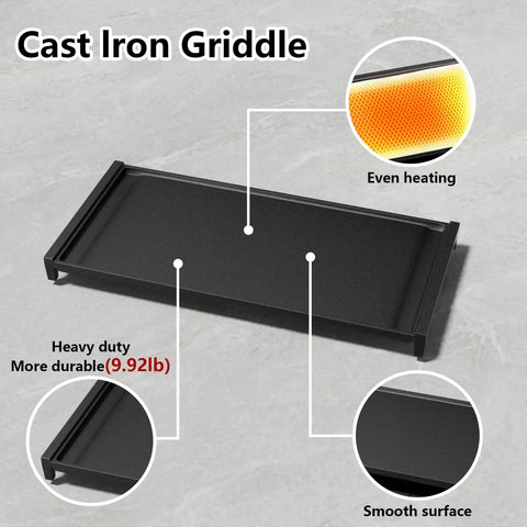 Dang Solid Heavy Duty Cast Iron Griddle Replacement Center Plate For Gas Range Stove Top Grid Flat Top Pan with even heating and smooth surface.