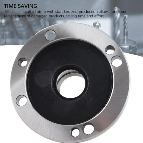 Top Notch ER32 Collet Fixture For CNC Lathe And Milling Machine With 100mm Carbon Steel Flange Mount Frosted Finish close-up showing mounting holes.