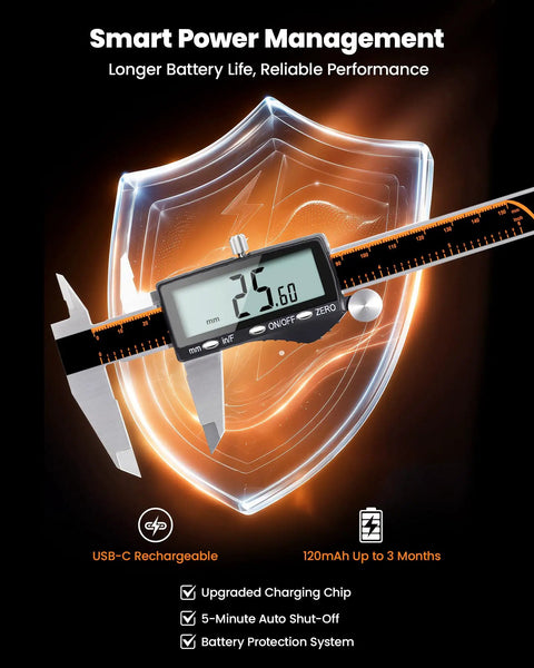 Sturdy Rechargeable Digital Caliper With USB Type C Fast Charge And Large Illuminated LCD Screen For Accurate Machinist Measurements And Saturday Shop Builds That Provide Killer Precision And Easy Handling Round The Clock