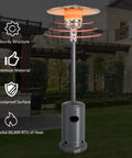 Heavy Duty 50,000 BTU Propane Patio Heater for Outdoors, Steel Heat Lamp With Wheels in a backyard setting