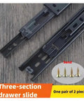 Heavy Duty Two Section Drawer Slides With Silent Damping System For 10 To 20 Inch Cabinets Cold Rolled Steel Cabinet Hardware For Effortless Quiet Operation, three-section side-mount slides with screws