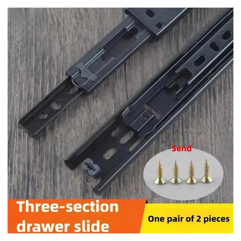 Heavy Duty Two Section Drawer Slides With Silent Damping System For 10 To 20 Inch Cabinets Cold Rolled Steel Cabinet Hardware For Effortless Quiet Operation, three-section side-mount slides with screws