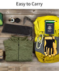 Camping gear with Tall 32.3 Inch By 9.5 Inch Aluminum Stove Windscreen With 10 Removable Plates in drawstring bag