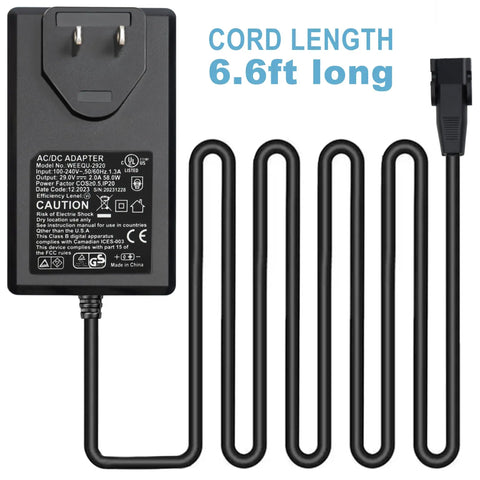 Heavy Duty 29V 2A Power Supply Adapter For Recliner And Lift Chair showing 6.6 feet cord, suitable for electric sofas.