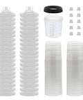 Disposable Paint Spray Gun Cup Liners And Lid System Kit 40 Pack Standard 20 Ounce 600ml Cups With Lids Built In 125 Micron Strainers