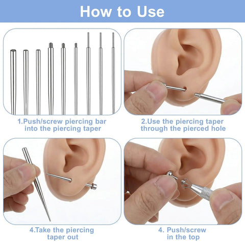Pro Gear Ball Grabber Tool Kit For Piercing Tapers And Flat Back Jewelry Changes Use Instructions with Ear Model
