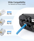 RJ45 Crimp Tool With Built In Wire Cutter And Stripper Pro Grade Ethernet Crimper for custom patch cables with connector images