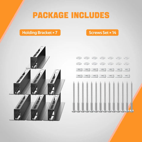 Package includes brackets and screws for Heavy Duty Ceiling Garage Storage Racks For Bins And Totes, Space Saving Overhead Organizer.