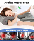 Woman using Ergonomic Memory Foam Neck Pillow For Office Chair Headrest And Car Seats Ultra Comfy Desk Pillow For Napping Back Support