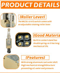 Adjustable Roller Lever Arm Limit Switch 380V 10A 1NO 1NC Momentary Pack Of 2 features and materials description