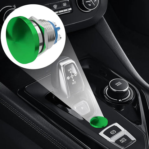 Green 22mm Mushroom Head Push Button Switch Momentary IP65 Waterproof with Screw Terminal in car console setting