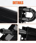 Close-up of an Eight Pass Aluminum Transmission Oil Cooler Kit with Universal Five Sixteenth Inch Lines Hose Details
