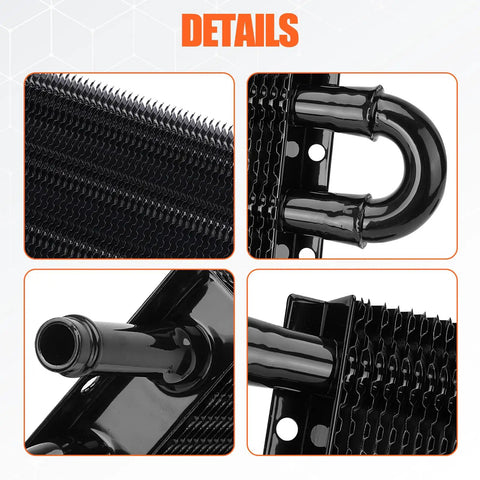 10 Pass Aluminum Transmission Oil Cooler Kit with 5 Sixteenth Inch Universal 10 Rows Tube and Fin Design details
