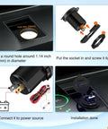 Installation guide for Ride Ready USB PD Type C Car Charger Socket With Digital Voltmeter And Rocker Switch 12 To 24V.