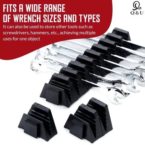 Slick Modular Wrench Organizer System With 48 Magnetic Holders For Tool Box Drawers Heavy Duty Wrench Rack shown with wrenches stored