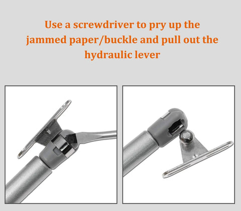 Four Pack 8 Inch Hydraulic Gas Lift Struts Soft Close Cabinet Door Supports showing installation details and hydraulic lever components.