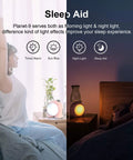 Woman using Planet 9 Smart Mood Lamp Battery Operated Cordless RGB LED Night Light For Bedroom Gaming Room And Office Pink Color