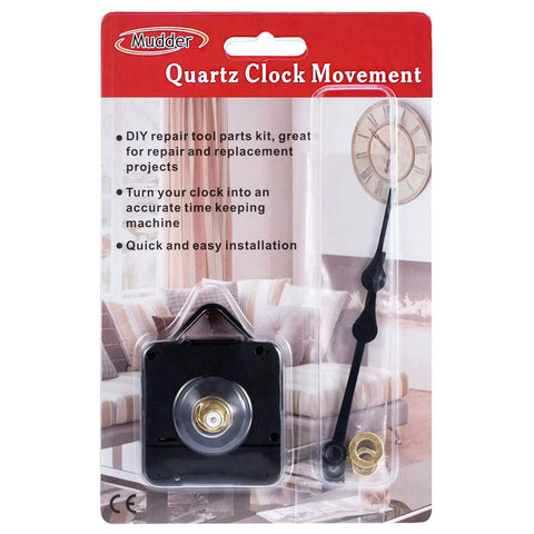 Long Shaft Quartz Clock Movement With Hook And Jump Second, Fits 16 To 21 Mm Dial Thickness, 31 Mm Total Shaft Length, 24.6 Mm Thread, Do It Yourself Replacement Part For Clock Repair package
