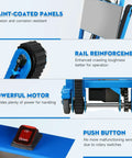 Detailed view of Heavy Duty Electric Stair Climbing Dolly With 900 Lbs Capacity 1250W Motor features including paint-coated panels and powerful motor.