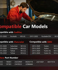Image showing Compatible Car Models list for Built Like A Tank AC Compressor With Clutch For Chevy Suburban Tahoe GMC Yukon XL Cadillac Escalade 2015 To 2020 5.3L And 6.2L.