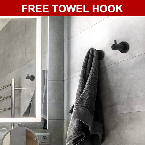All Metal Shower System With 10 Inch Rain Shower Head And 2 In 1 Handheld Wall Mounted Matte Black Finish towel hook.