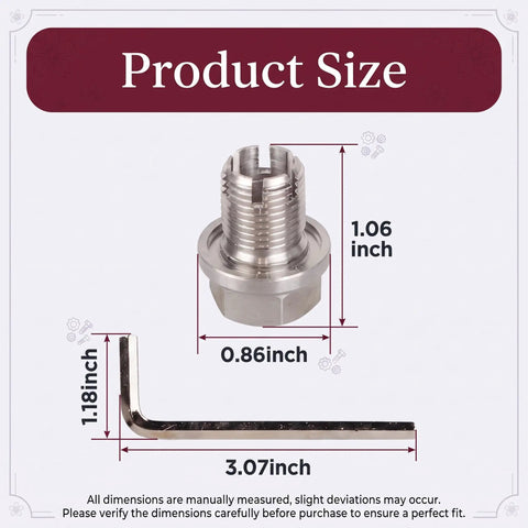 M14.1-1.5 Oversize Piggyback Oil Drain Plug Bolt Kit With Rethread Tool Plus Hex Wrench And O-Rings For Universal Automotive Trucks And SUVs Stainless Steel Self Tapping Design, size diagram