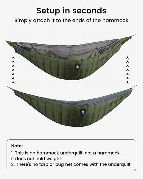 Ultralight Hammock Underquilt For Camping And Backpacking Full Length Quilt Keeps You Cozy In Hammocks For 3-4 Seasons Weighs Just 25oz