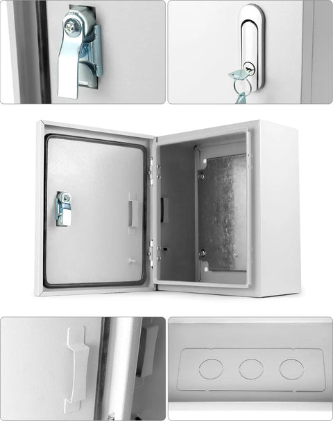 Beefy Heavy Duty Outdoor Electrical Box With Lock And Keys Rugged Fiberglass Reinforced Polyester And Steel Construction 12x10x6 Inch Weatherproof Junction Box For Industrial Mall And Residential Use
