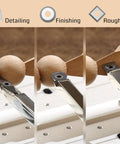 Heavy Duty Tungsten Carbide Woodturning Lathe Cutting Tool Insert Set Featuring Killer Bevel Geometry and Slick Clearance Angles for Lightning Fast Wood Finishing Tasks in use for detailing, finishing, and roughing wood.