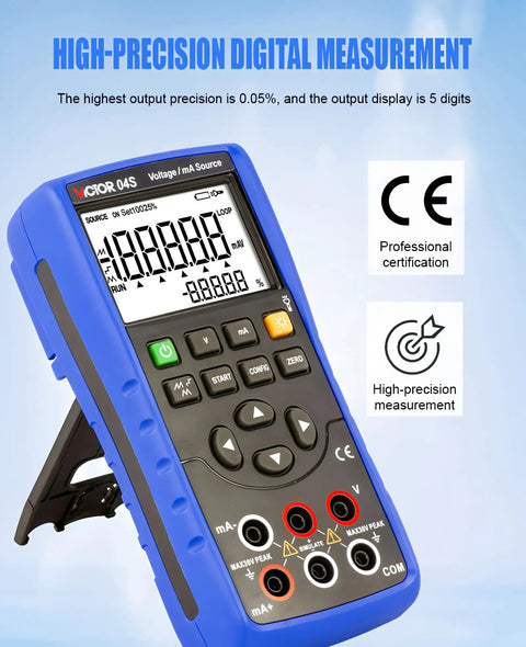 Pro Grade All In One Calibration Tool 04 Plus Multi Function Calibrator in blue with LCD display showcasing 5-digit readout.