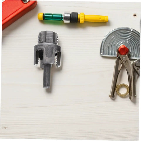 Lifkome Pvc Pipe Threader Tool Kit With Electric Drill For 1/2,3/4 And 1 Inch Plumbing Repair featuring metal threaded pipe cutter.