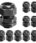 Ten Pack Nylon Cable Glands One Quarter Inch NPT Waterproof IP68 Cord Connectors PA66 Wire Entry For Electrical Boxes