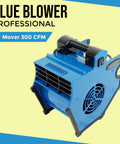 Industrial Air Mover 300 CFM With 3 Speed Settings, blue and black design on a yellow and blue background