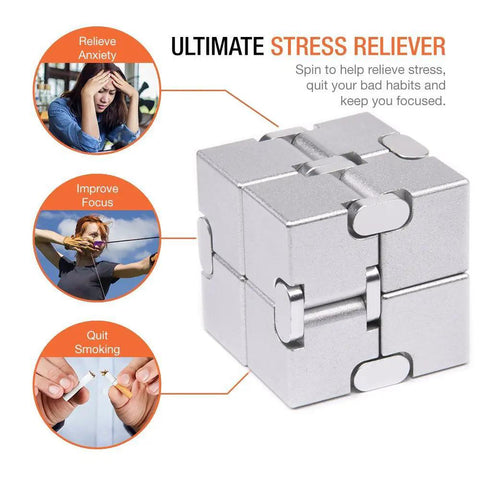 New Version Metal Infinity Cube Fidget Toy For Stress Anxiety Relief And ADHD Calming with eight rotating mini cubes