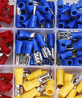 All In One 280 Pc Wire Terminal Crimp Connectors Kit; red, blue, yellow insulated spade connectors for 22-10 AWG wire