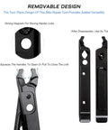 Multi Function Master Link Pliers With Remover Tire Levers Chain Hook And Storage Links showing two-piece design features