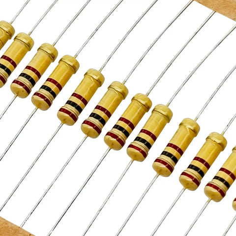Close-up of assorted resistors from 56 Value 1W Carbon Film Resistor Kit For DIY Electronics Projects