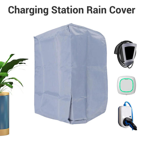 Heavy Duty Kickass Weatherproof Electric Vehicle Charger Cover Shields Wall Mounted Charging Station, gray polyester, rain cover.