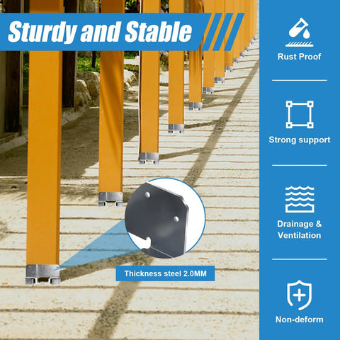 Tough As Nails 6x6 Post Base For Concrete With 1 Inch Standoff, Galvanized Post Anchor Adjustable Bracket For Deck Patio Pergola Gazebo, Rust And Corrosion Resistant, 6 Pack