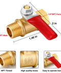 Brass 1/4 Inch NPT Air Compressor Valve Set, Heavy Duty Shutoff, Male To Female Pipe Fittings, 3 Pack 1/4 NPT Thread